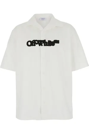 OFF-WHITE Koszule, Mężczyzna, Biały, L, Bawełna, Biała Koszulka z Logo