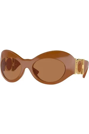 VERSACE Akcesoria, Kobieta, brązowy, ONE SIZE, Brązowe okulary przeciwsłoneczne z octanu z kategorią 3 soczewek