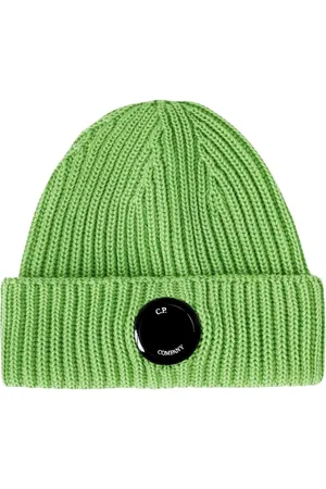 C.P. Company Akcesoria, Mężczyzna, Zielony, ONE SIZE, Bawełna, Zielona Czapka typu Bonnet z Soczewką