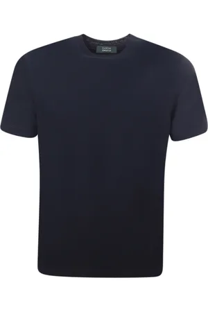 ZANONE Koszulki, Mężczyzna, Niebieski, M, Niebieski T-shirt z okrągłym dekoltem Slim Fit Włochy