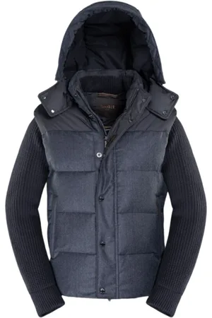 MOORER Kurtki, Mężczyzna, Niebieski, 2XL, Kaszmir, Hybrid Goose Down-Padded Bomber Jacket