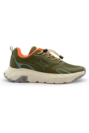 W6YZ Buty, Mężczyzna, Zielony, 41 EU, Zielone Skórzane i Materiałowe Sneakersy
