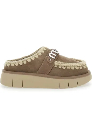 Mou Buty, Kobieta, brązowy, 40 EU, Zamsz, Brązowe Zamszowe Mules z Logo