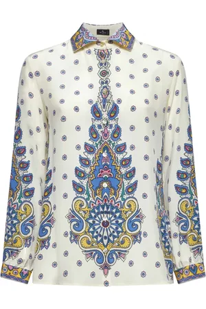 Etro Bluzki, Kobieta, Wielobarwność, 2XS, Jedwabna koszula w kwiatowy wzór paisley