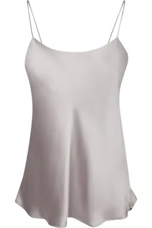 HERNO Koszulki, Kobieta, Beżowy, XL, Elegancka Satynowa Bluzka