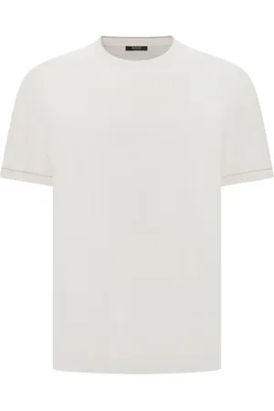 Boggi Milano Swetry, Mężczyzna, Biały, L, Bawełniany T-shirt z dzianiny Crêpe