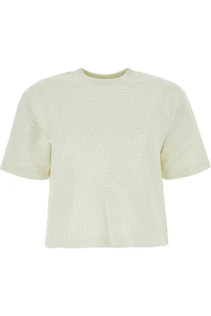 OFF-WHITE Koszulki, Kobieta, Biały, S, Bawełna, Bawełniany T-shirt Oversize w Kolorze Kości Słoniowej