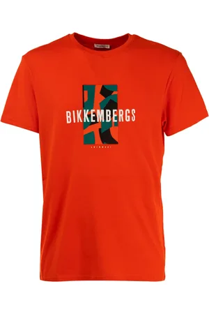 Bikkembergs Koszulki, Mężczyzna, Pomarańczowy, L, Męska koszulka z wyraźnym detalem