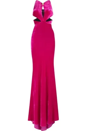 Roberto Cavalli Sukienki, Kobieta, Czerwony, L, Elegancka Sukienka z Wycięciami z Weluru