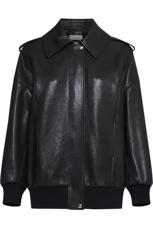 Alexander McQueen Kurtki, Kobieta, Czarny, XS, Nylon, Czarna Kurtka Skórzana w Stylu Awiatorka