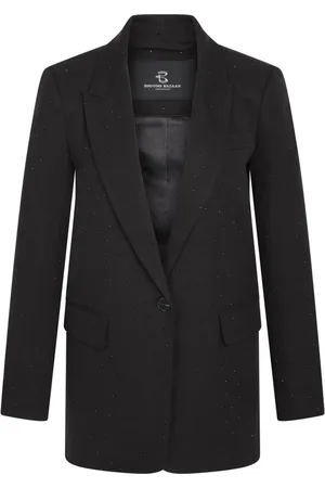 Bruuns Bazaar Kurtki, Kobieta, Czarny, S, Czarny Blazer z Dekoltem w Szpic i Kieszeniami Patkami