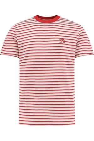 Golden Goose Koszulki, Mężczyzna, Czerwony, M, Paskowany bawełniany T-shirt z ikonicznymi gwiazdami