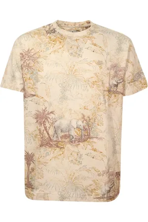 Etro Koszulki, Mężczyzna, Beżowy, L, Paisley Foliage Print T-shirt