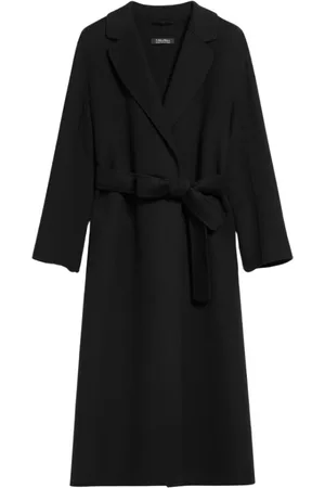 Max Mara Płaszcze, Kobieta, Czarny, S, Wełna, Wełniany płaszcz z rękawami kimono