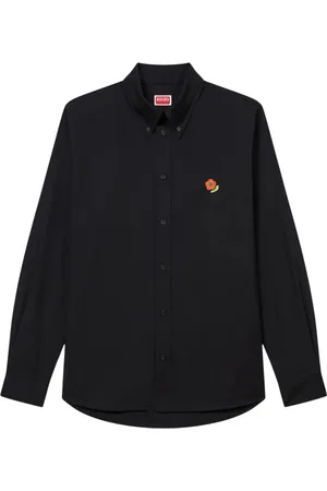 Kenzo Koszule, Mężczyzna, Czarny, 2XL, Czarna koszula z haftem
