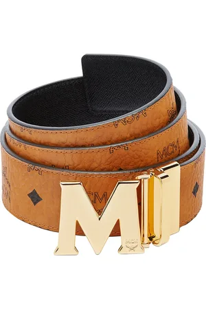 MCM Akcesoria, unisex, brązowy, ONE SIZE, Len, Pasek Claus M z możliwością odwrócenia 4,5 cm z Visetos