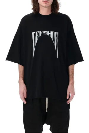 Rick Owens Koszulki, Mężczyzna, Czarny, ONE SIZE, Czarna Koszulka z Nadrukiem Mleka