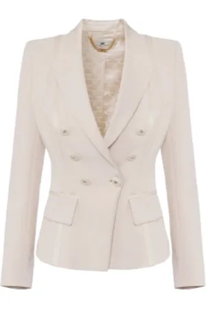 Elisabetta Franchi Kurtki, Kobieta, Beżowy, XL, Poliester, Elegancka Marynarka