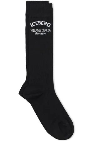 Iceberg Bielizna, Kobieta, Czarny, S, Czarny skarpetka z logo Milano Italia w stylu jacquard
