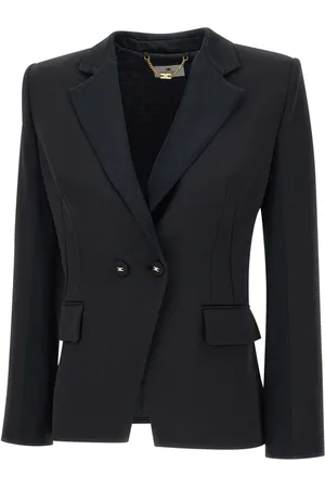 Elisabetta Franchi Kurtki, Kobieta, Czarny, S, Czarny Events Blezer Lekki Krepa