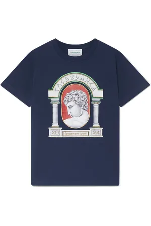 Casablanca Koszulki, Mężczyzna, Niebieski, L, Niebieski T-shirt z nadrukiem łuku