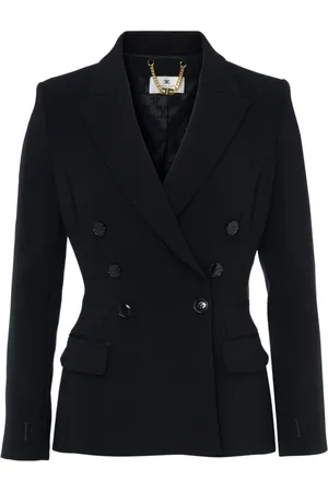 Elisabetta Franchi Kurtki, Kobieta, Czarny, M, Poliester, Czarna Marynarka Giacca EF Nera Blazer