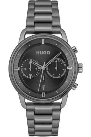 HUGO BOSS Akcesoria, Mężczyzna, Szary, ONE SIZE, Dwukolorowy stalowy zegarek analogowy