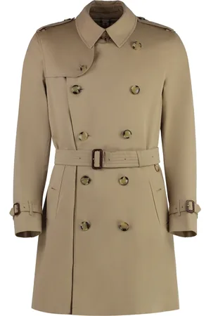 Burberry Płaszcze, Mężczyzna, Beżowy, L, Bawełna, Klasyczny bawełniany trencz z paskiem