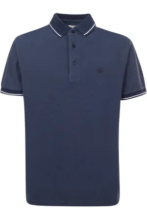 Etro Koszulki, Mężczyzna, Niebieski, XL, Bawełna, Niebieski Polo Koszulka Jednokolorowa Bawełna