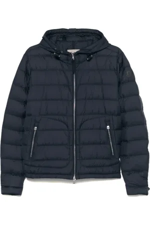 Moncler Kurtki, Mężczyzna, Niebieski, 2XL, Poliester, Granatowa kurtka puchowa z kapturem Sestriere