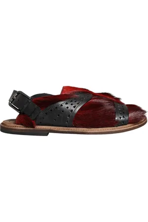 Dolce & Gabbana Buty, Mężczyzna, Czarny, 43 EU, Sandały Buty z Włosów Gazeli