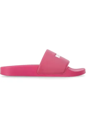 Msgm Buty, Kobieta, Różowy, 37 EU, Fuksjowe gumowe klapki z reliefem logo