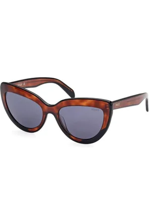 Emilio Pucci Akcesoria, Kobieta, brązowy, ONE SIZE, Brązowe Okulary Przeciwsłoneczne z Niebieskimi Szkłami