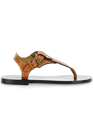 Isabel Marant Buty, Kobieta, brązowy, 40 EU, Brązowe Skórzane Sandały z Metalowymi Nitami