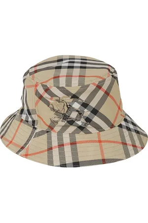 Burberry Akcesoria, Kobieta, Beżowy, M, Poliester, Czapka Bucket Hat w kratę