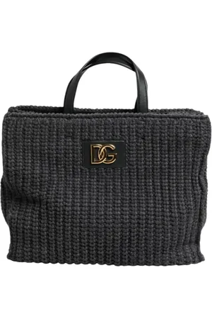 Dolce & Gabbana Torebki, Kobieta, Czarny, ONE SIZE, Plecak na ramię z dzianiny i haftem DG
