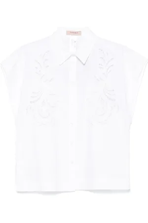 Twin-Set Bluzki, Kobieta, Biały, 2XS, Biała Koszula Komplet Stylowa