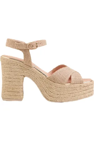 Gaimo Buty, Kobieta, Beżowy, 39 EU, Metaliczne lniane espadryle z krzyżującymi się paskami