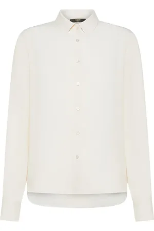 SEVENTY BY SERGIO TEGON Bluzki, Kobieta, Biały, L, Biała Jedwabna Koszula Crepe