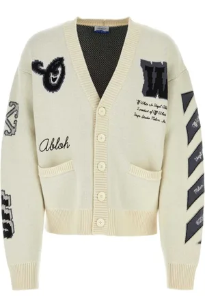 OFF-WHITE Swetry, Mężczyzna, Beżowy, L, Bawełna, Varsity Cardigan
