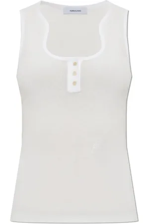 Salvatore Ferragamo Koszulki, Kobieta, Biały, M, Prążkowany top