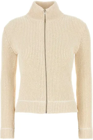 Maison Margiela Swetry, Kobieta, Beżowy, S, Ivory Sweter Z Bawełny Włóczki