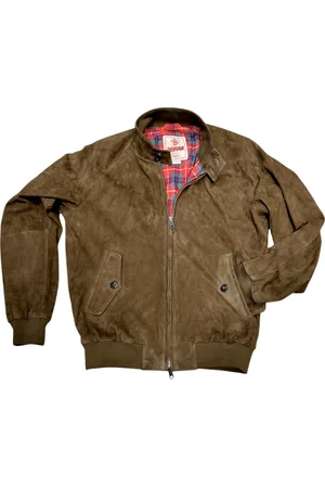 Baracuta Kurtki, Mężczyzna, brązowy, L, Zamsz, Kurtka Harrington z zamszu Dark Olive