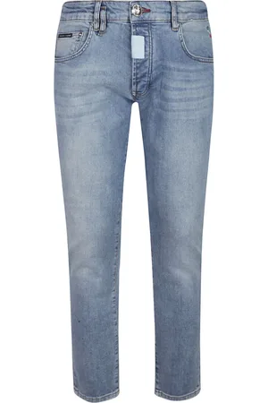 Philipp Plein Jeansy, Mężczyzna, Niebieski, W33, Denim, Hexagon Denim Jeansy