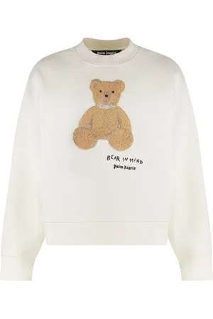 Palm Angels Bluzy, Mężczyzna, Beżowy, L, Żakardowy bawełniany sweter z okrągłym dekoltem