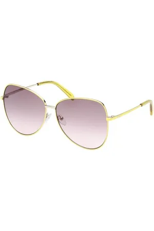 Emilio Pucci Akcesoria, Kobieta, Żółty, ONE SIZE, Żółte metalowe okulary przeciwsłoneczne z brązowymi soczewkami