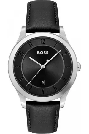 HUGO BOSS Akcesoria, Mężczyzna, Czarny, ONE SIZE, Czarny Skórzany Zegarek Analogowy Kwarcowy