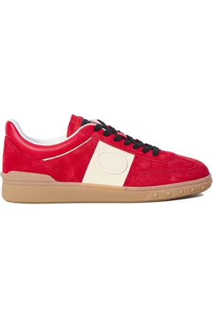 VALENTINO GARAVANI Buty, Mężczyzna, Czerwony, 44 EU, Skóra, Czerwone Sneakersy z Detalem Vlogo
