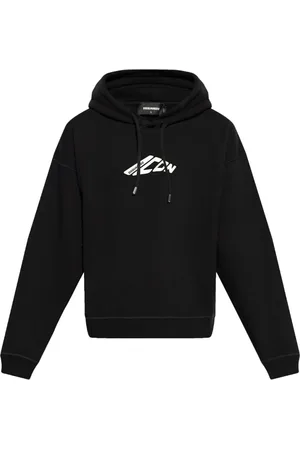 Dsquared2 Bluzy, Mężczyzna, Czarny, S, Czarna bluza z białym nadrukiem