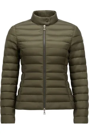 Moncler Kurtki, Kobieta, Zielony, S, Len, Krótka Kurtka Puchowa Zielona Slim Fit